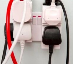 Picture of overloaded plug sockets